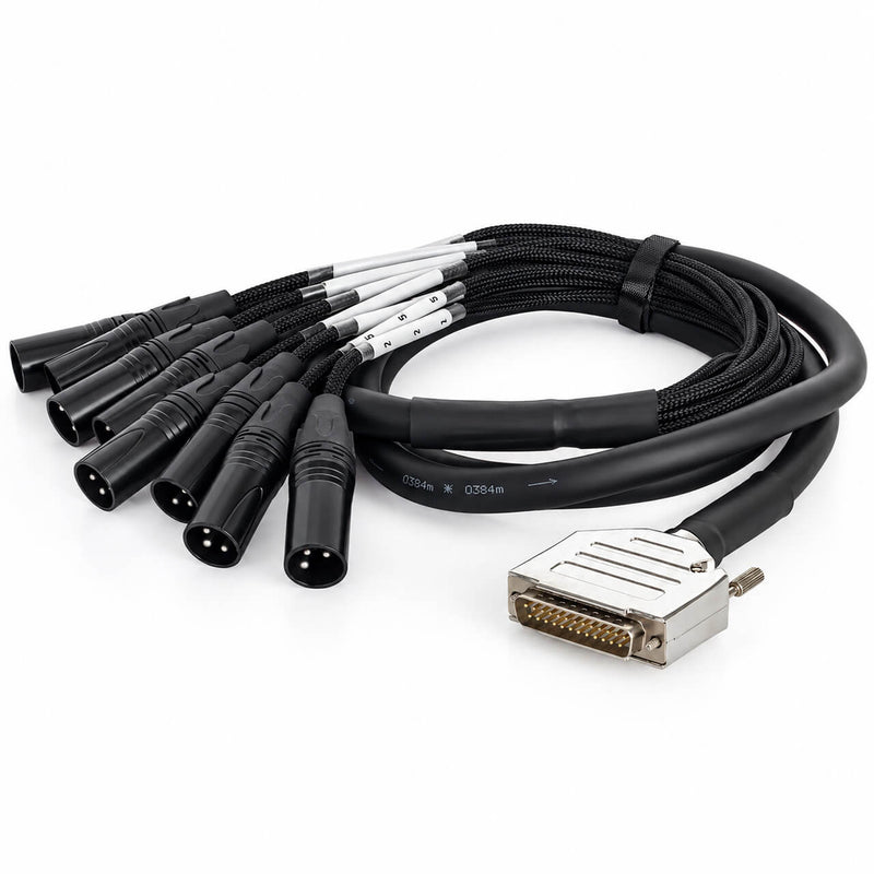 Cabo DB25 Macho para 8 XLR Macho - Multicabo de Áudio 8 Canais