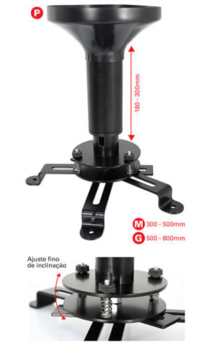 Suporte para Projetor Pequeno, Altura Fixa de 180 a 300 mm - Multivisão