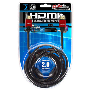 Cabo HDMI Versão 2.0, 19 Pinos, 4K, Ultra HD, 3D - 3 metros