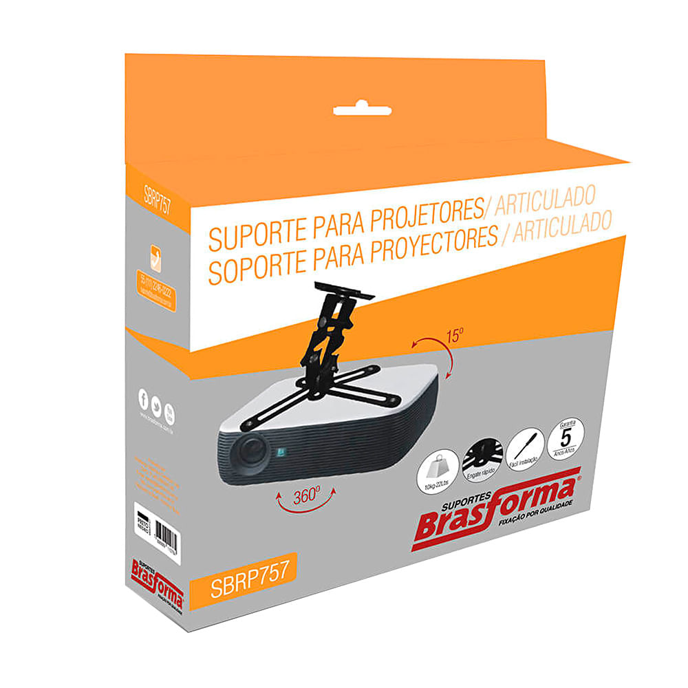 Suporte para Projetor de Teto e Parede Universal - SBRP757 - Brasforma