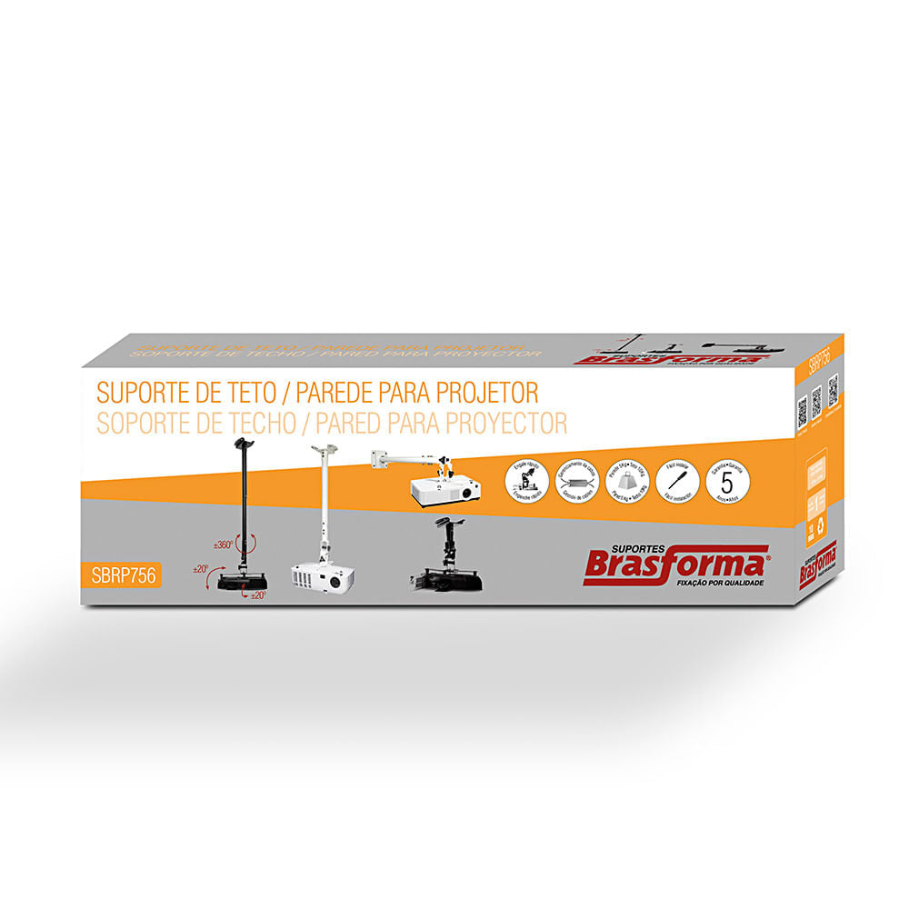 Suporte para Projetor de Teto e Parede Universal -  SBRP756 - Brasforma
