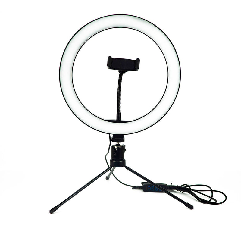 Ring Led Light com Tripé e Suporte para Celular 10 polegadas