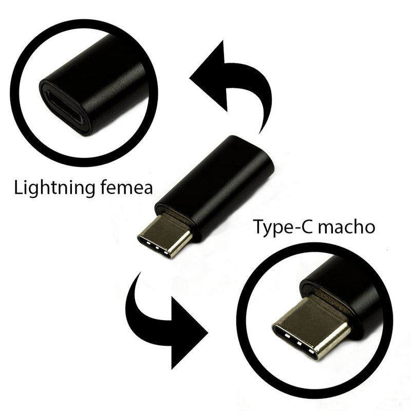 Adaptador USB Tipo C Macho para iPhone Lightining Fêmea