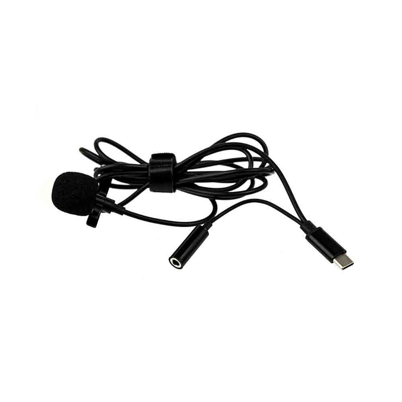 Microfone de Lapela USB-C com Auxiliar Fone de Ouvido