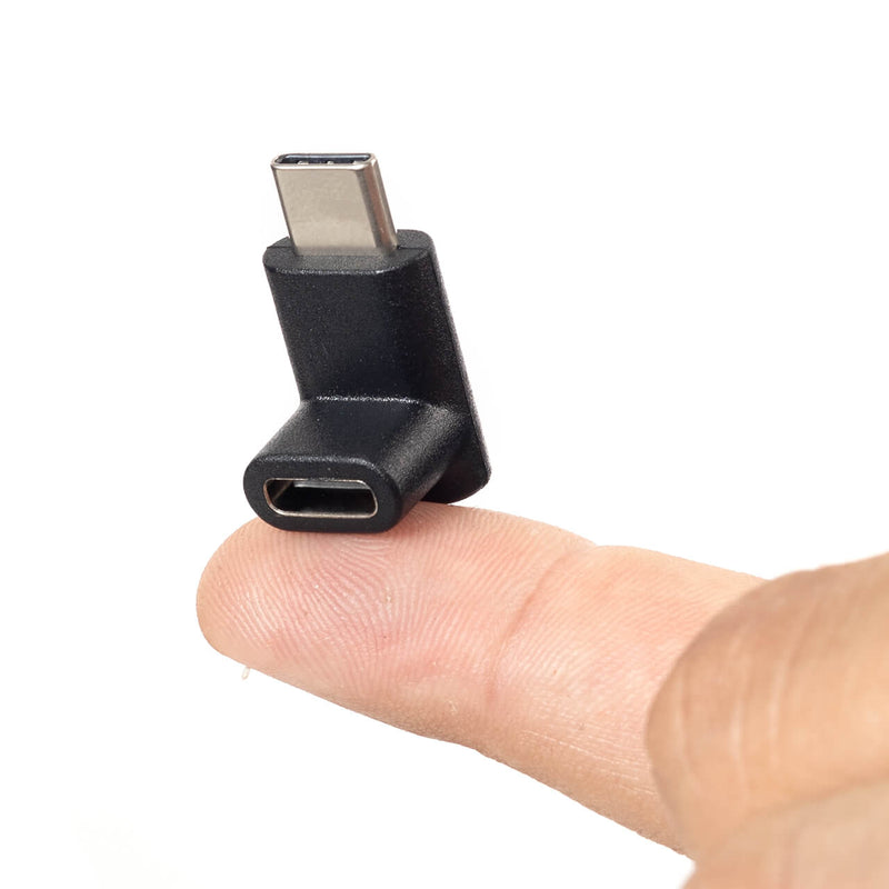 Adaptador USB-C 3.1 Macho para USB-C Fêmea 90° Graus para Cima - Preto