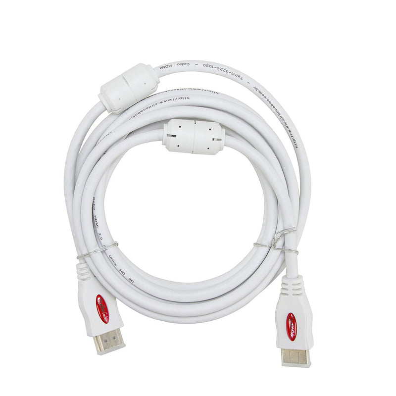 Cabo HDMI 2.0 4K Ultra HD 3D, Branco - 3 metros