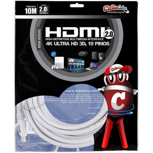 Cabo HDMI 2.0 4K Ultra HD 3D, Branco - 10 metros