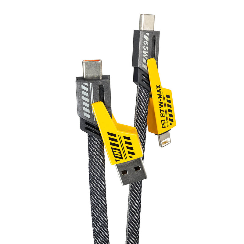 Cabo Turbo 4 em 1 - USB, USB-C e Lightning iPhone para Dados e Carregamento 65W - 1 Metro